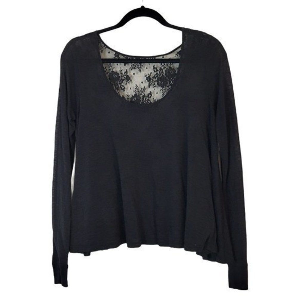 Planet Blue Life Shirt Barebelly Black Lace Womens Size S Flawed